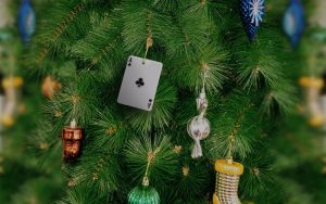 Christmas tree with playing cards