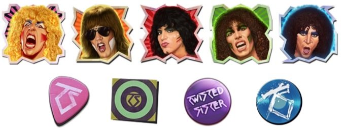 Twisted Sister slot symbols